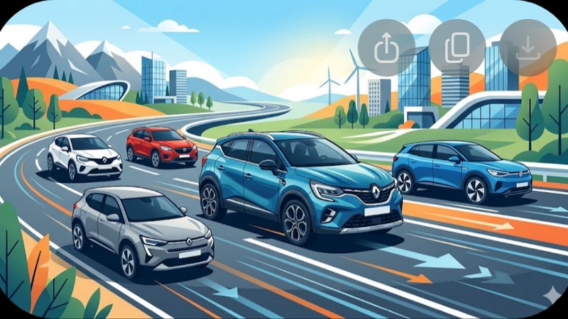 Современная иллюстрация для сравнения Renault Kaptur с конкурентами 2026 года в минималистичном стиле